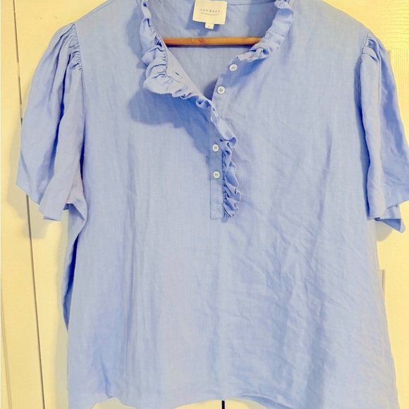 SUNDAYS Blue Ruffle Blouse - Picture 5 of 10